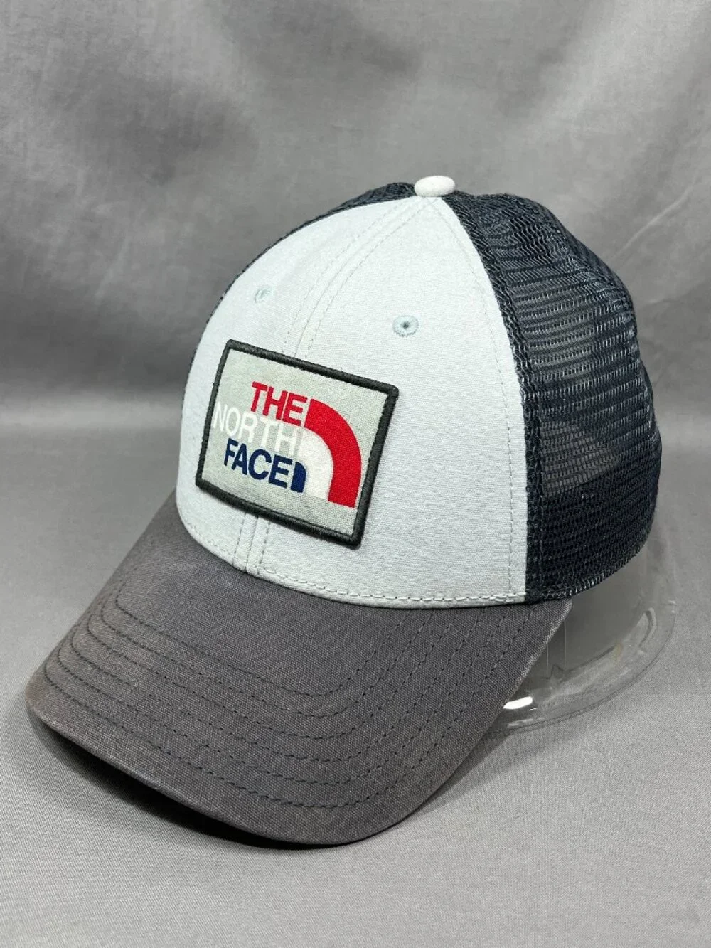 North Face Mudder Snapback Hat Cap Gray Hiking Outdoor Trucker Mesh Patch Mens - Picture 6 of 16